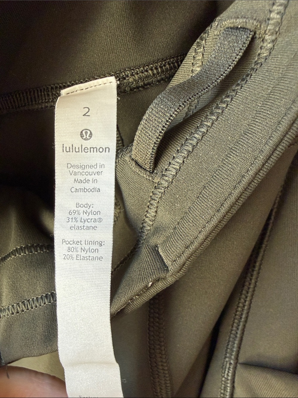 Lululemon Fast Free High Rise Crop Olive - Picture 4 of 4